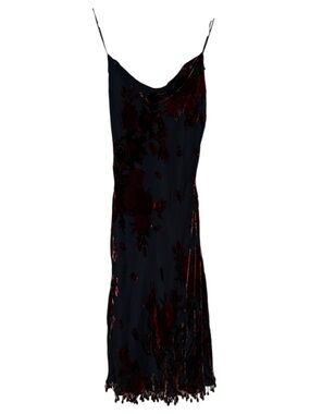 Vintage Betsy Johnson Petites Velvet Burnout cowl neck bias cut dress with beads